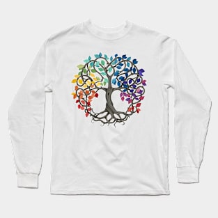 Peace, Love and Unity Celtic Rainbow Tree Long Sleeve T-Shirt